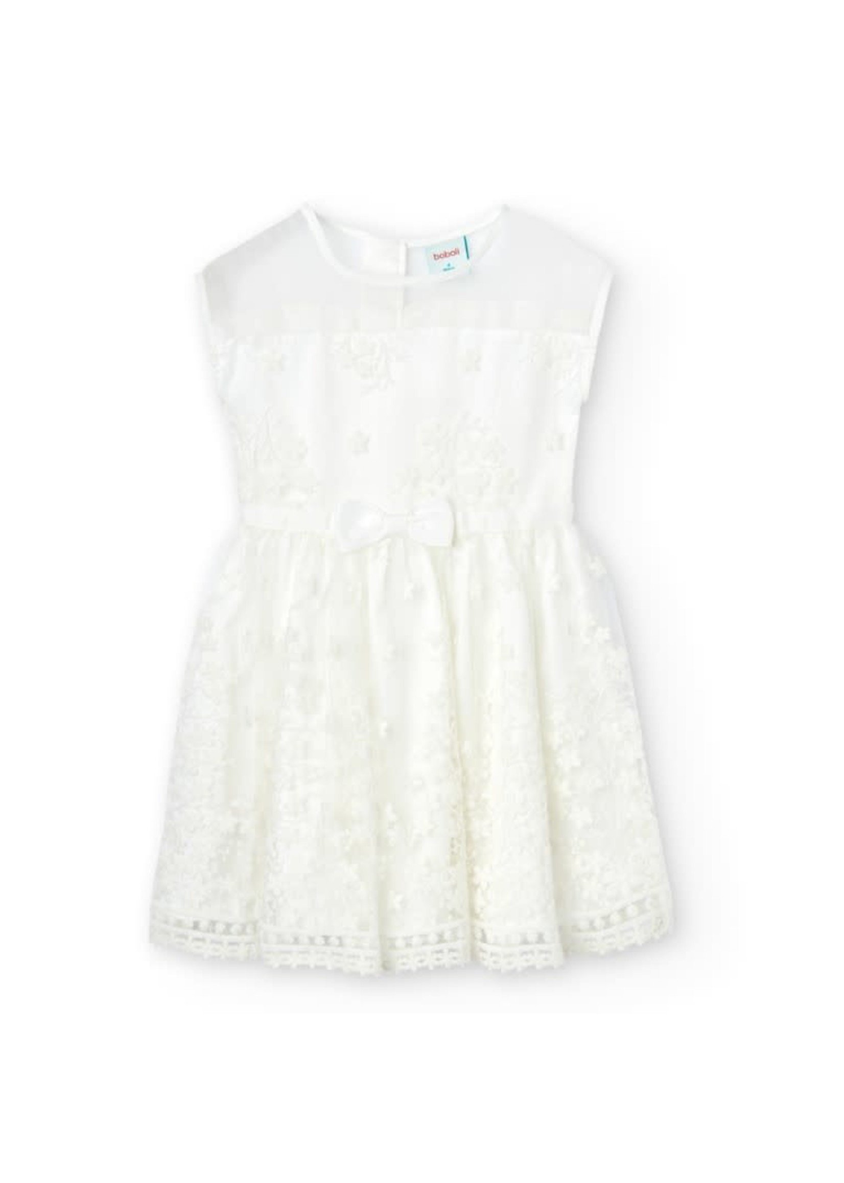 Boboli Tulle dress embroidery for girl off white 726094