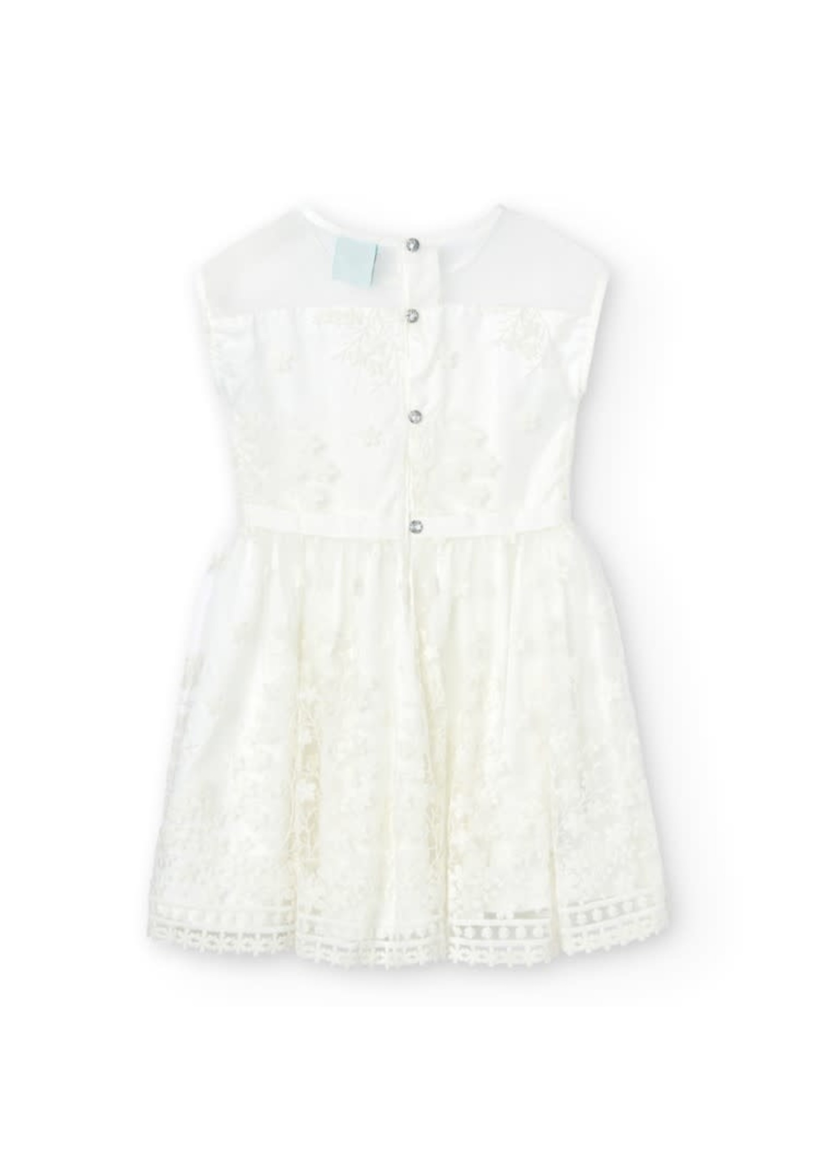Boboli Boboli Tulle dress embroidery for girl off white 726094