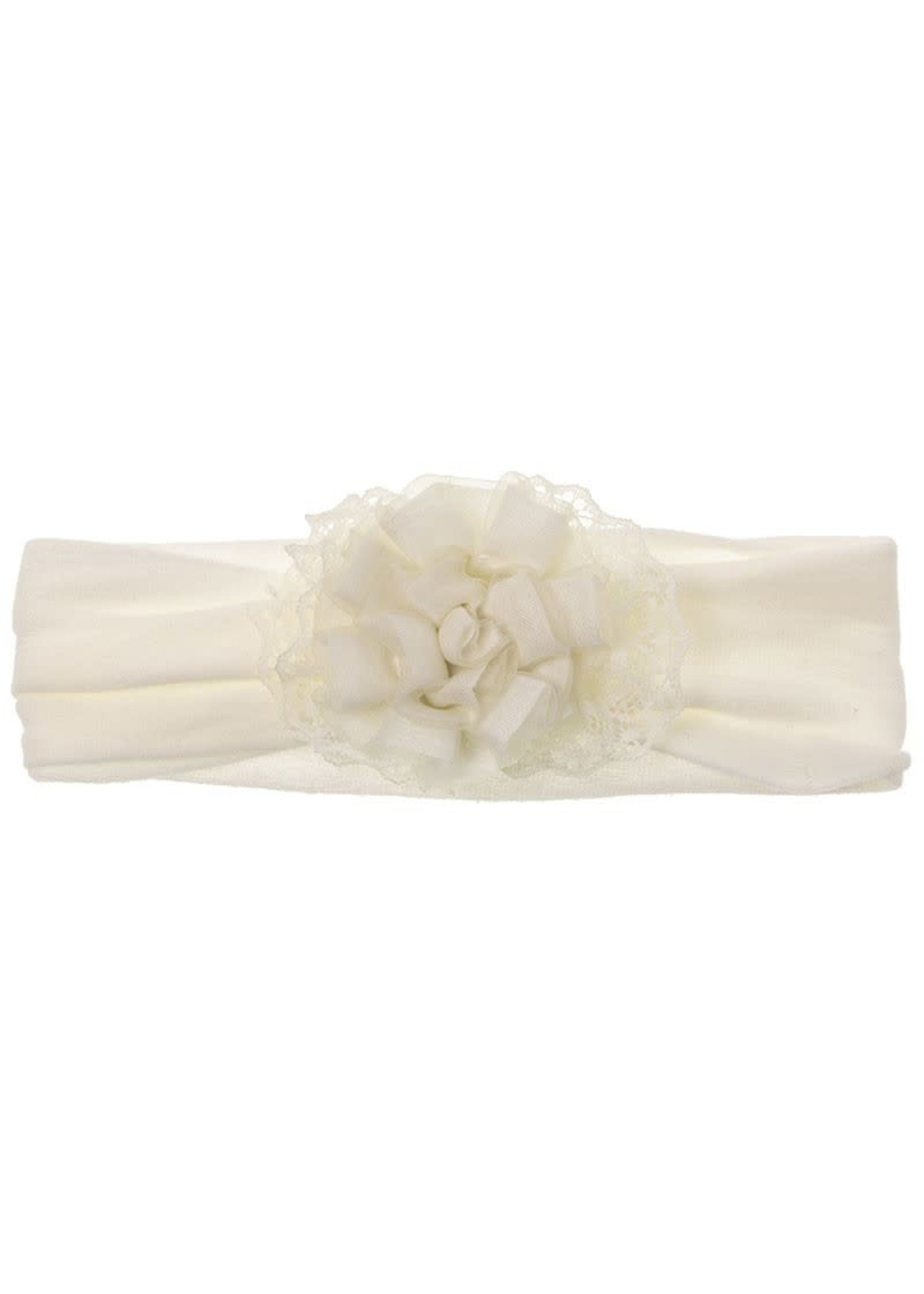 Siena haarband 6 cm off white  met kant/bloem