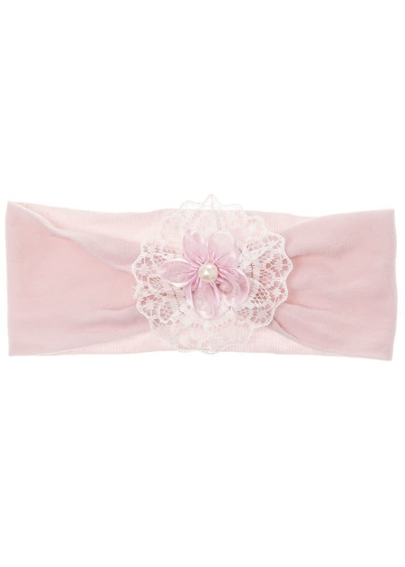 Siena Siena haarband 6cm roze met kant/bloem/parel
