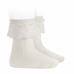 Condor Condor Sokje off white met broderie rand