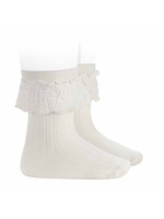 Condor Condor Sokje off white met broderie rand