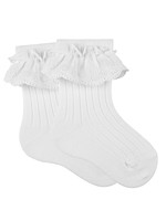 Condor Condor Sokjes  wit met broderie rand