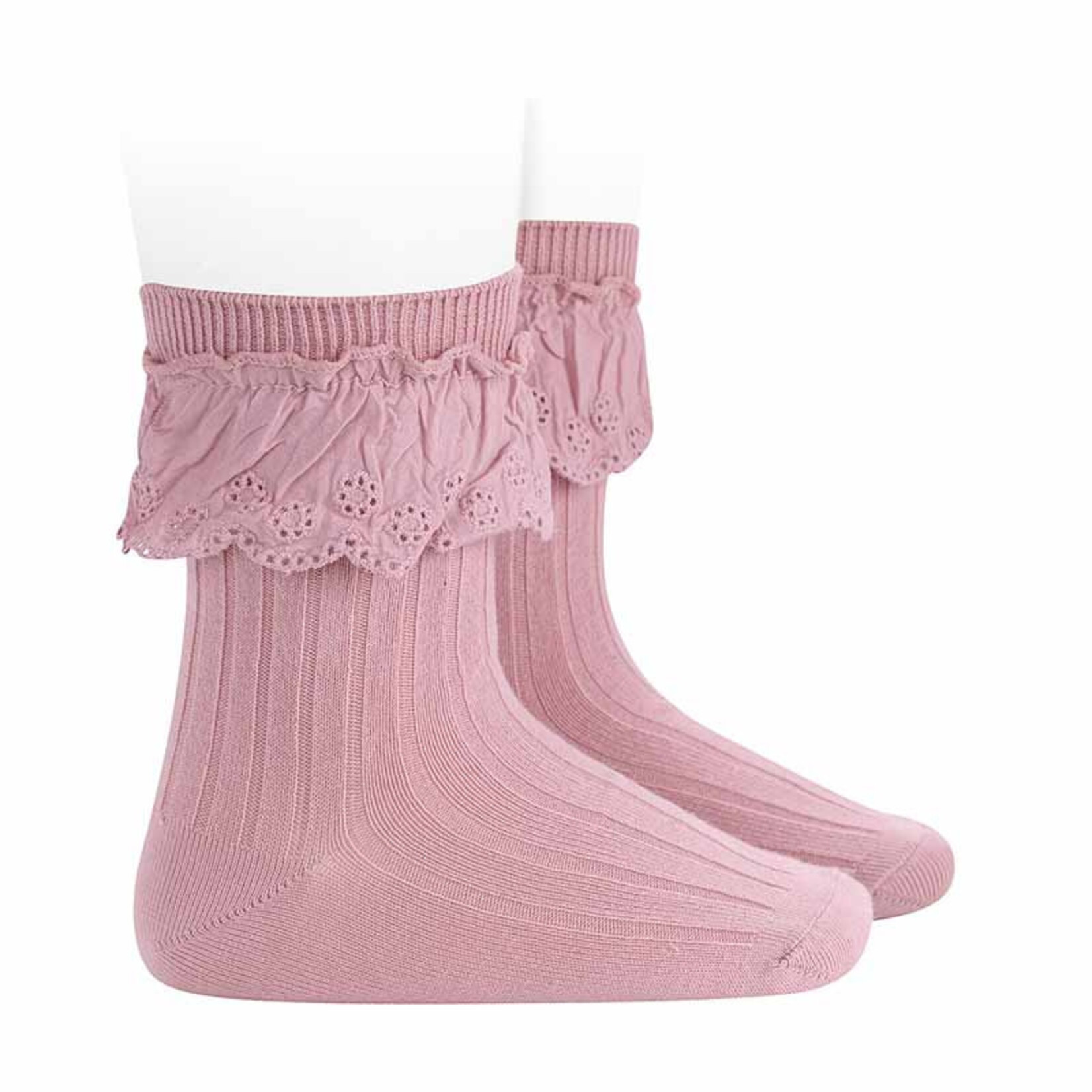 Condor Condor Sokjes roze 526 met broderie rand