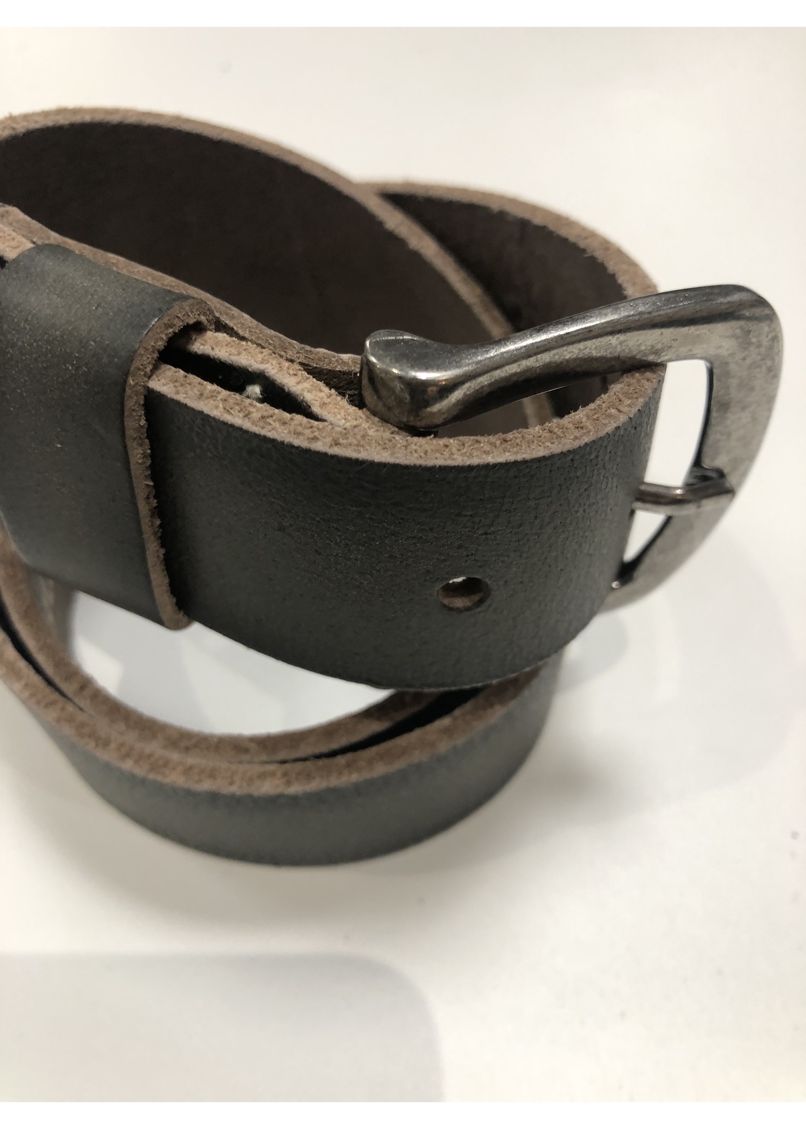 Riem  Leer droen/grijs met zwarte gesp
