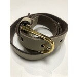 Riem beige smal 2 cm met gouden gesp