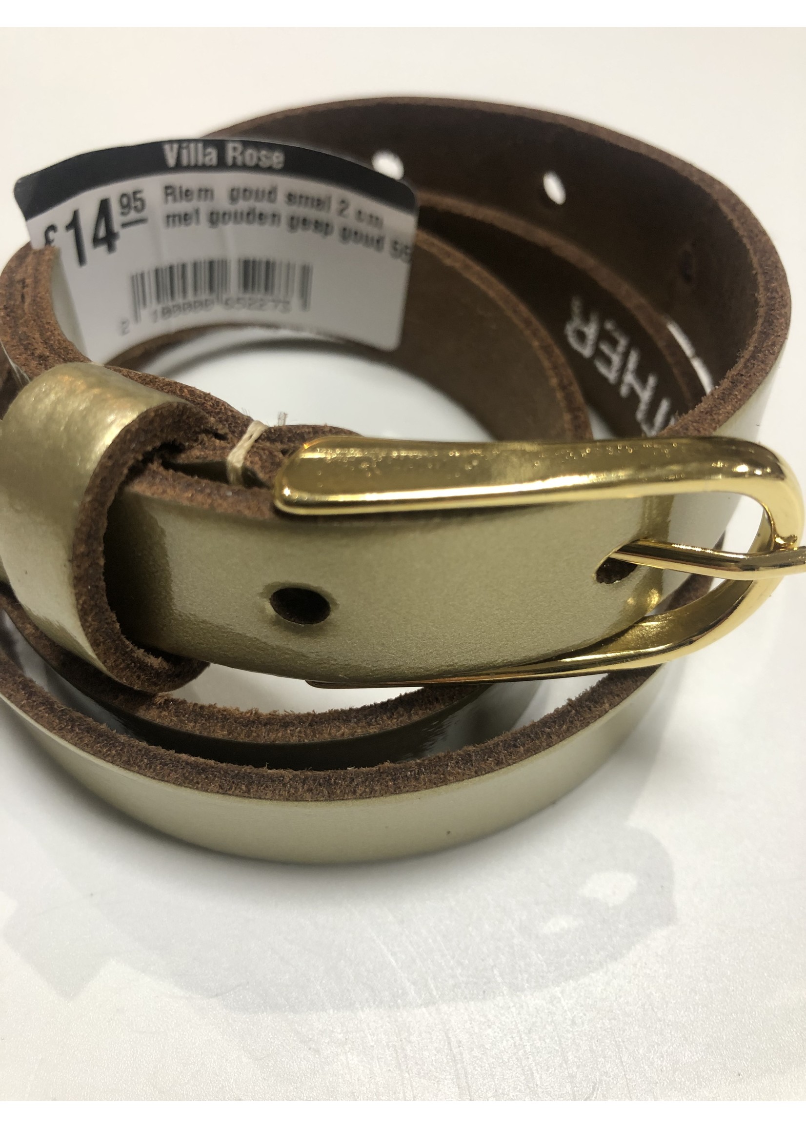 Riem  goud smal 2 cm met gouden gesp