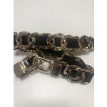 Riem  zwart met brede schakels  goud