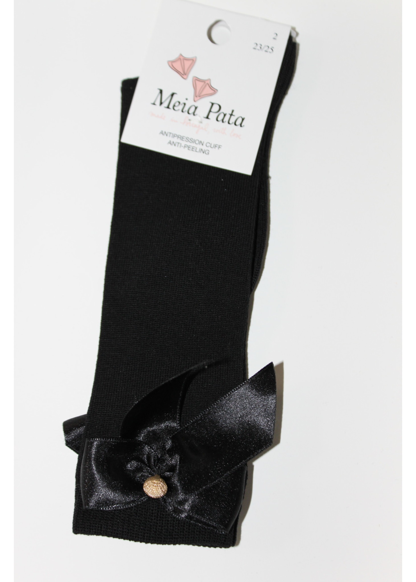 Meia Pata Meia Pata Kneesocks With Satin Bow and Gold Botton 05 Black