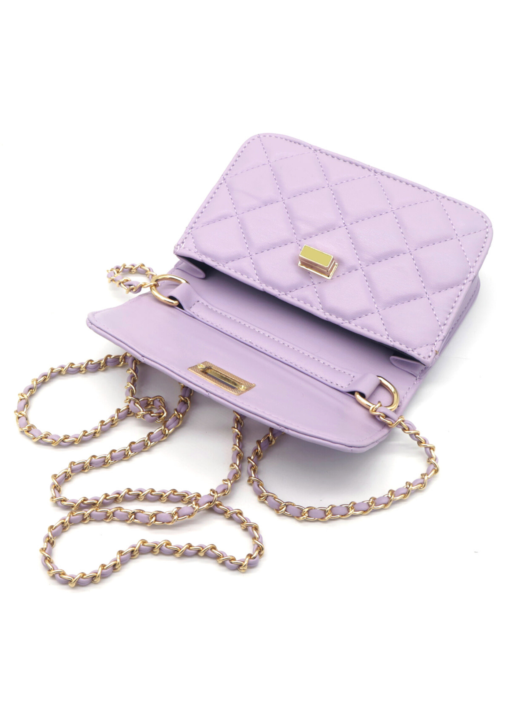 Tasje lila met gouden hengsel