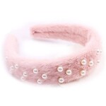 Diadeem roze bont met parels