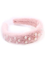 Diadeem roze bont met parels