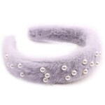 Diadeem grijs bont met parels