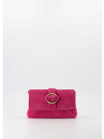 Suede tasje hard roze met goud detail