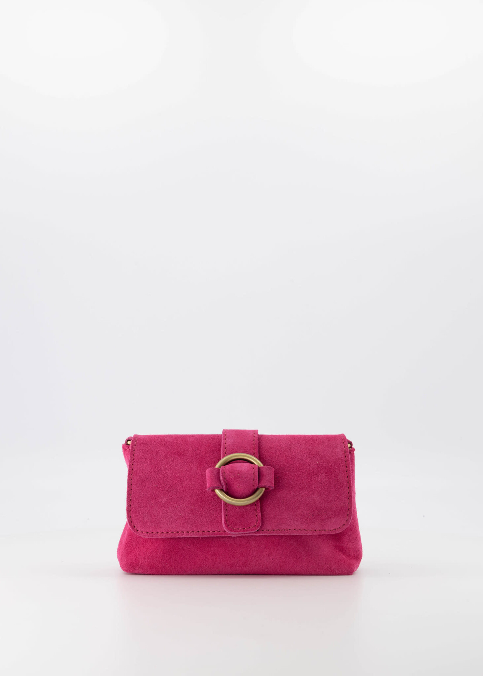 Suede tasje hard roze met goud detail