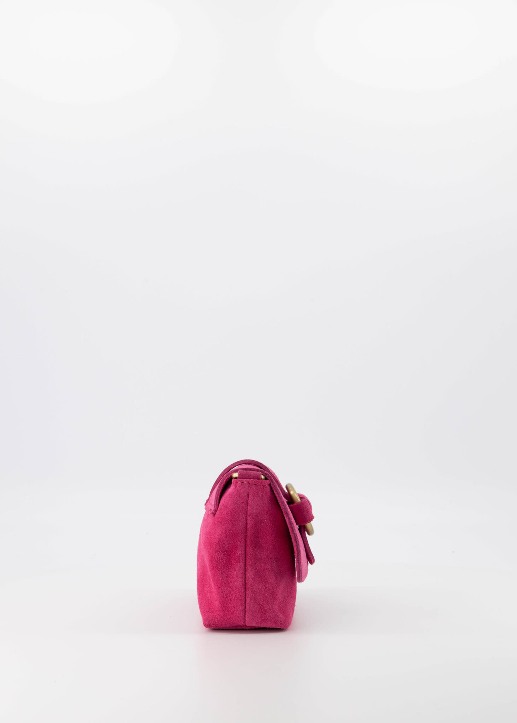 Suede tasje hard roze met goud detail