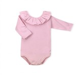 Babidu Babidu LONG SLEEVE RUFFLED NECK BODYSUIT pink