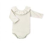 Babidu Babidu LONG SLEEVE RUFFLED NECK BODYSUIT off white