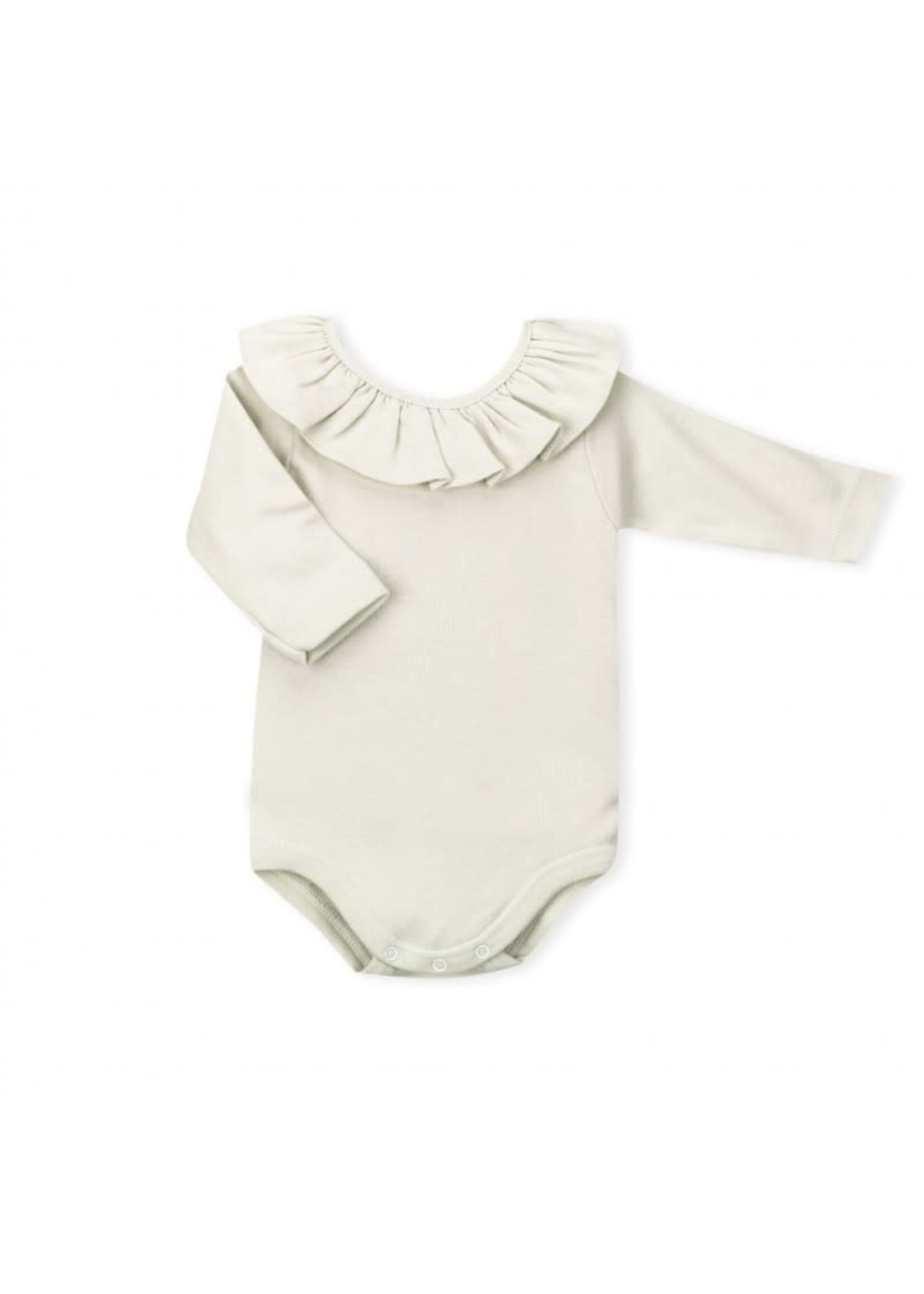 Babidu Babidu LONG SLEEVE RUFFLED NECK BODYSUIT off white