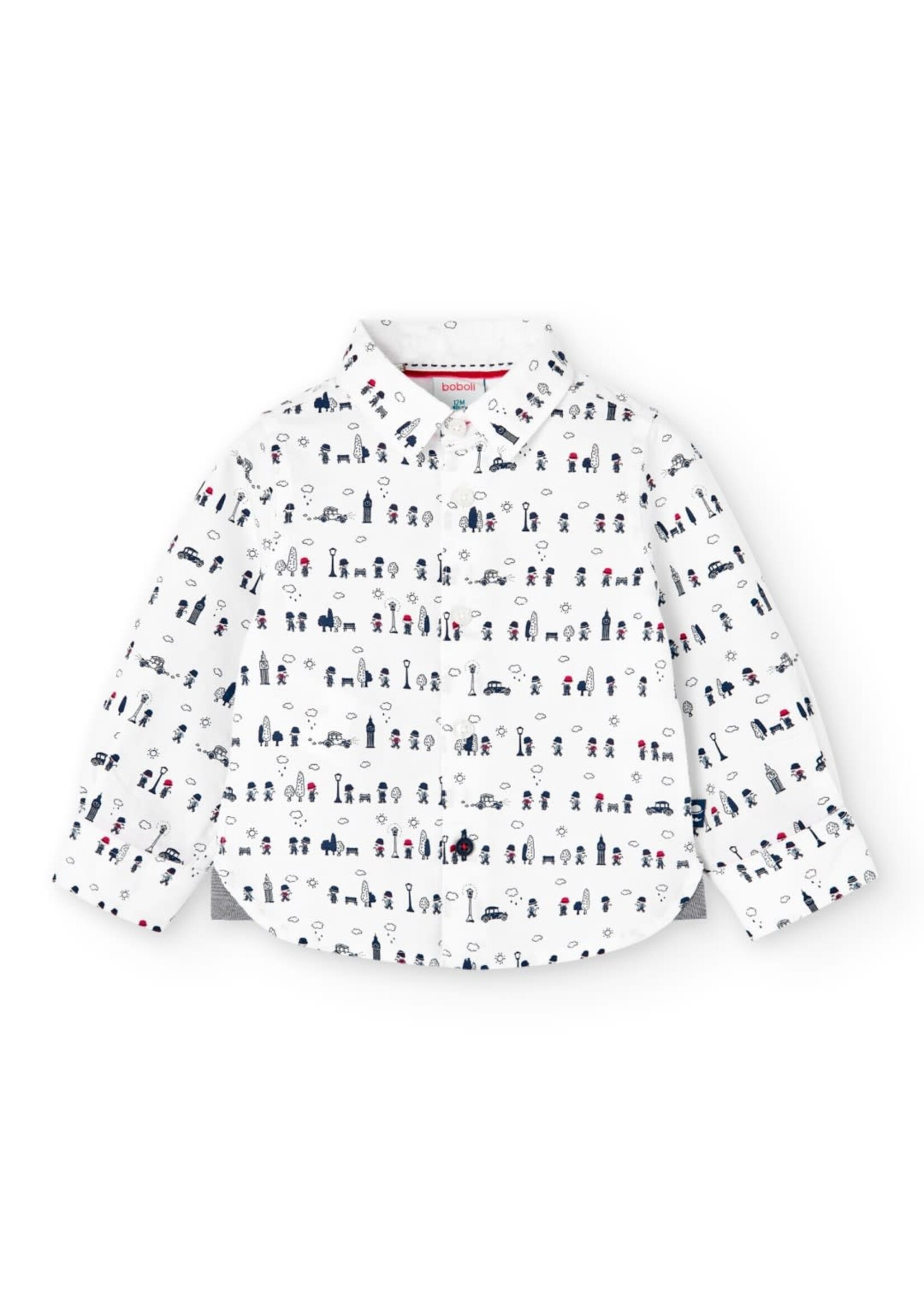 Boboli Oxford long sleeves shirt for boy -BCI print 717229