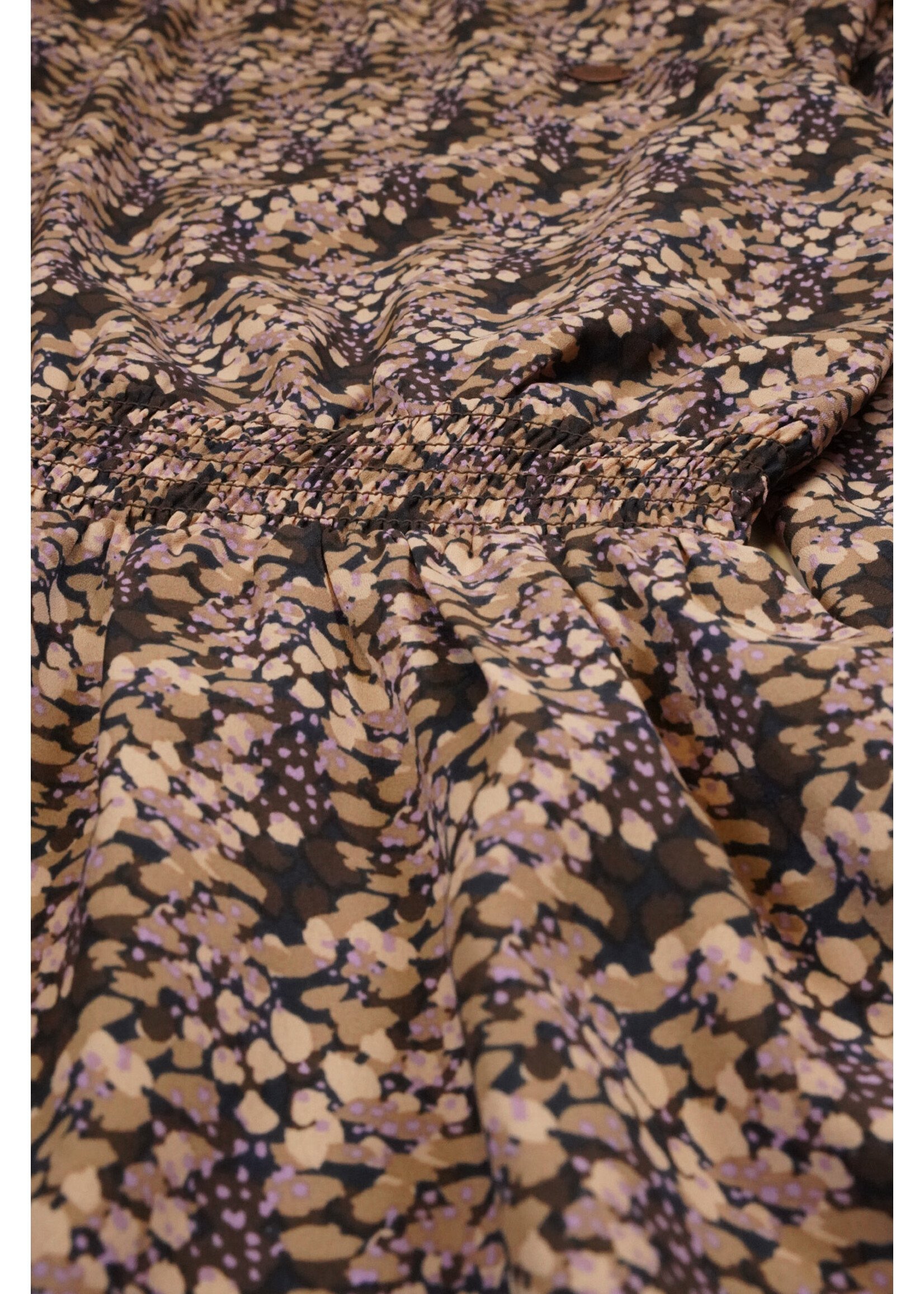 Nobell Nobell NoBell' Moory girls printed dress brown Q308-3804 Dark Roast Brown