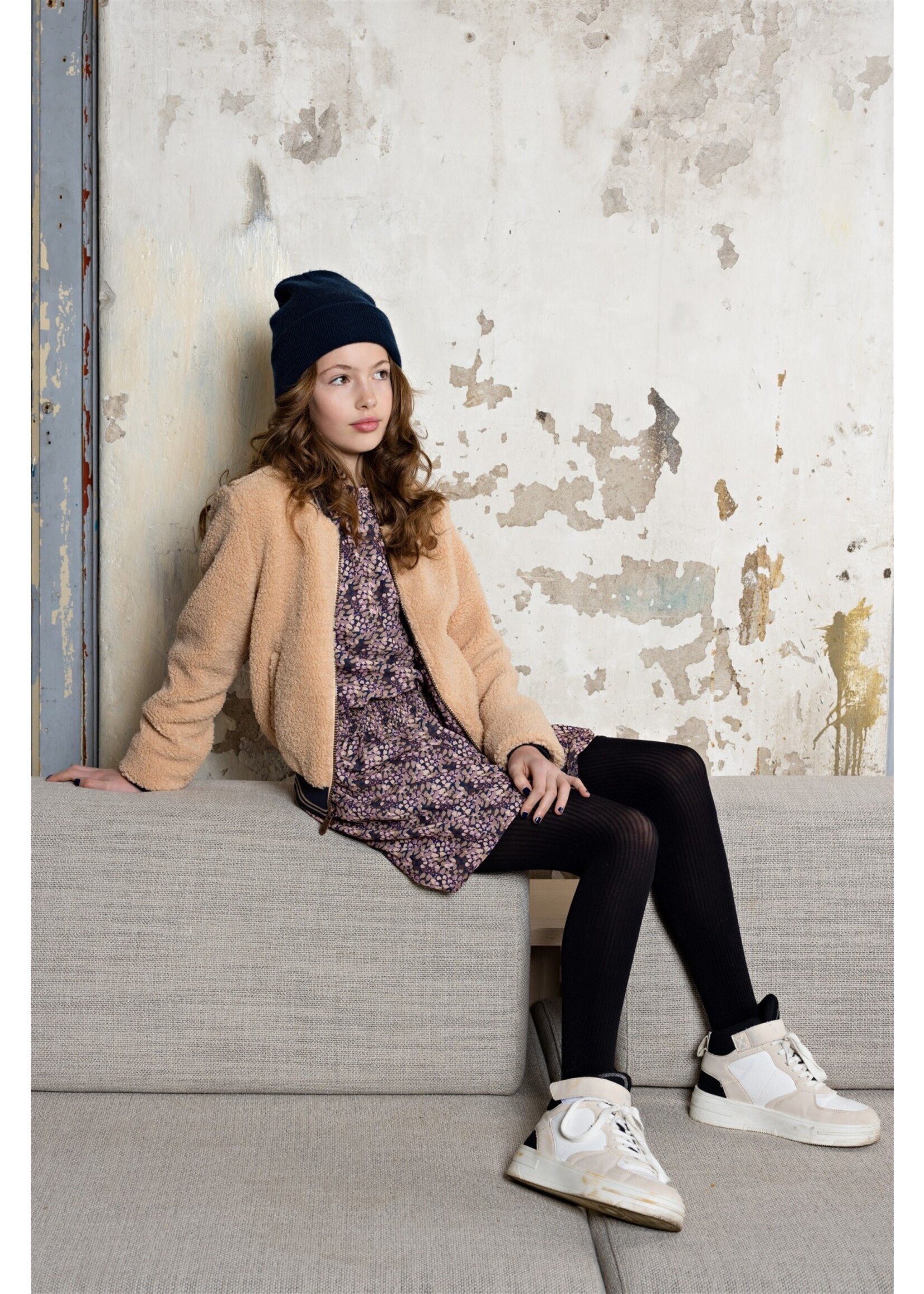 Nobell Nobell NoBell' Moory girls printed dress brown Q308-3804 Dark Roast Brown