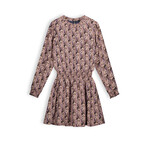 Nobell Nobell NoBell' Moory girls printed dress brown Q308-3804 Dark Roast Brown