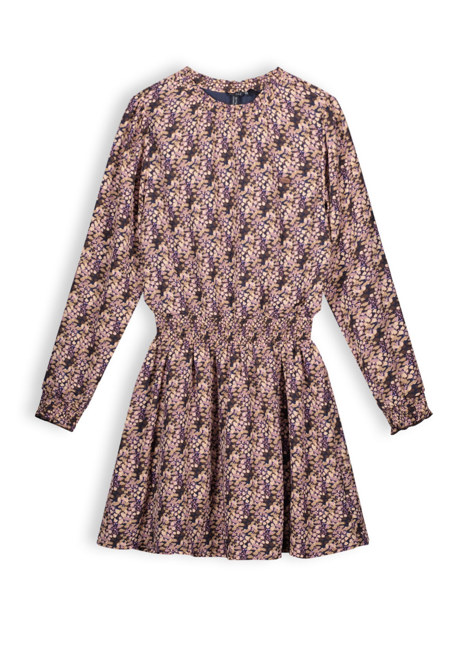 Nobell Nobell NoBell' Moory girls printed dress brown Q308-3804 Dark Roast Brown