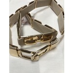 Riem  beige met schakels groot  goud