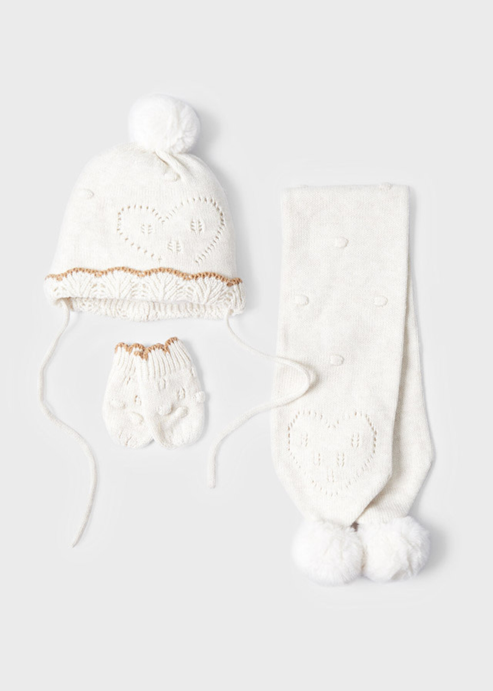 Mayoral Mayoral Hat-scarf & mittens set Cream vigo - 22 09543