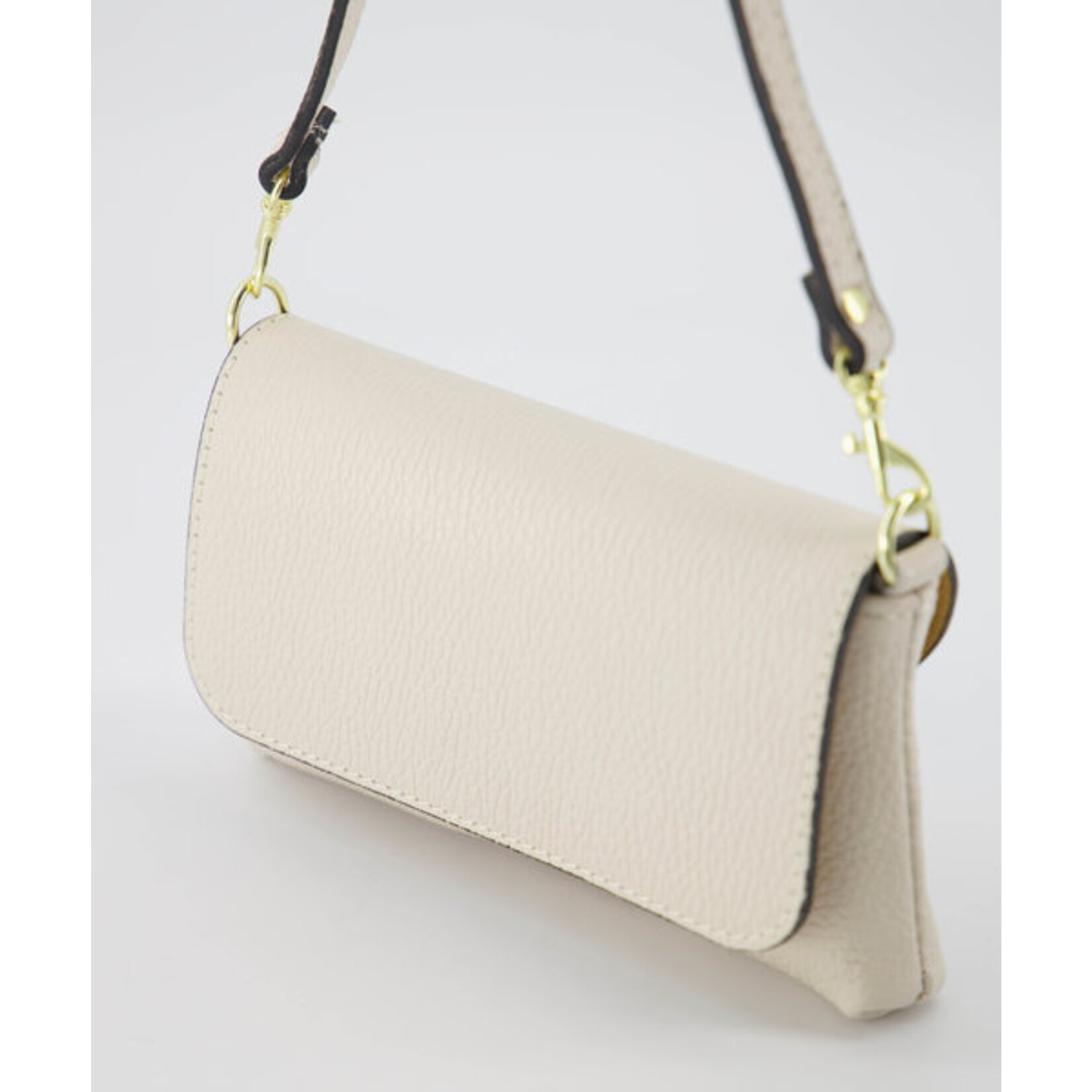 teatro Leer Tasje beige glad met  ketting en extra hengsel