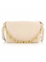Schoudertasje beige met gouden schakel