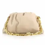 Schoudertasje beige met gouden schakel handvat