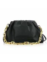 Schoudertasje zwart met gouden schakel handvat