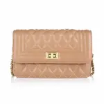 Schoudertas gewatteerd met sluiting  d beige 21.5*12*6cm