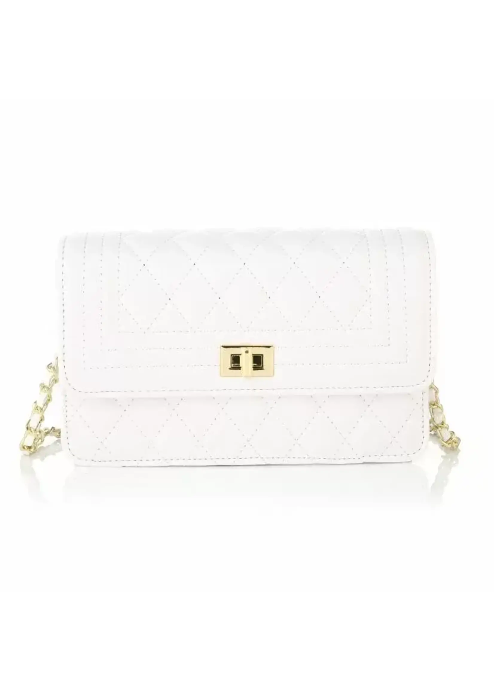 Schoudertas gewatteerd met sluiting wit 21.5*12*6cm