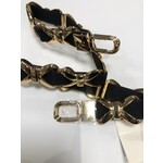 Riem  zwart met schakels groot  goud