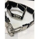 Riem  zwart met schakels  zilver