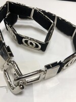 Riem  zwart met schakels  zilver