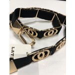 Riem  zwart met schakels  goud