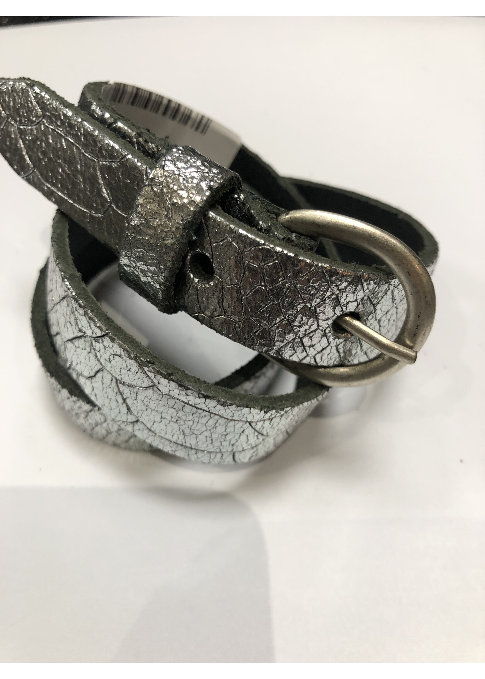 Riem smal  zilver met kroko