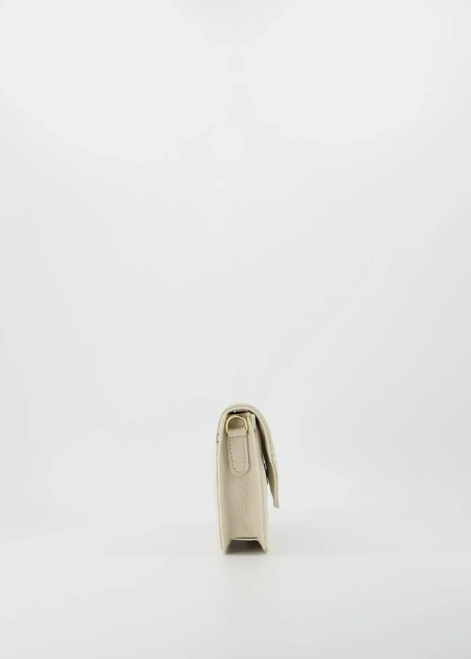 Teatro Tas Leer Pria - Classic Grain -beige met schuine flap en goud hengsel