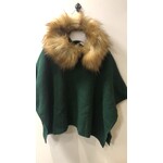 Meia Pata Meia Pata Poncho With Natural Sintetic Fur 60 Green Macon