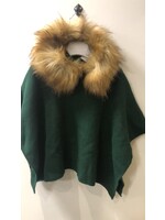 Meia Pata Meia Pata Poncho With Natural Sintetic Fur 60 Green Macon