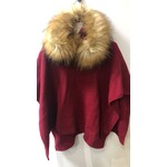 Meia Pata Meia Pata Poncho With Natural Sintetic Fur 21 Bordeaux 02