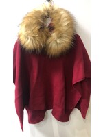 Meia Pata Meia Pata Poncho With Natural Sintetic Fur 21 Bordeaux 02