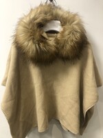 Meia Pata Meia Pata Poncho With Natural Sintetic Fur 57 Nougat