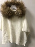 Meia Pata Meia Pata Poncho With Natural Sintetic Fur 35 Ivory