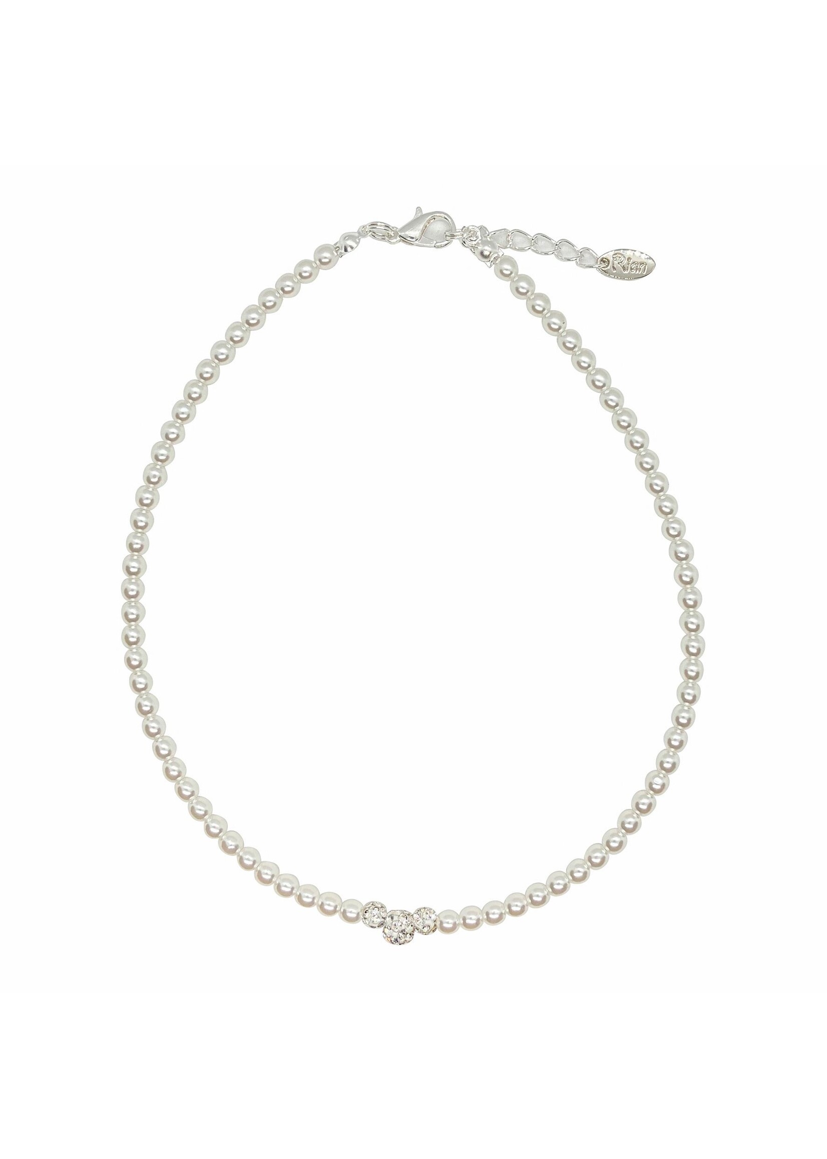 Rian Rian Parel ketting k229 off white met steentje