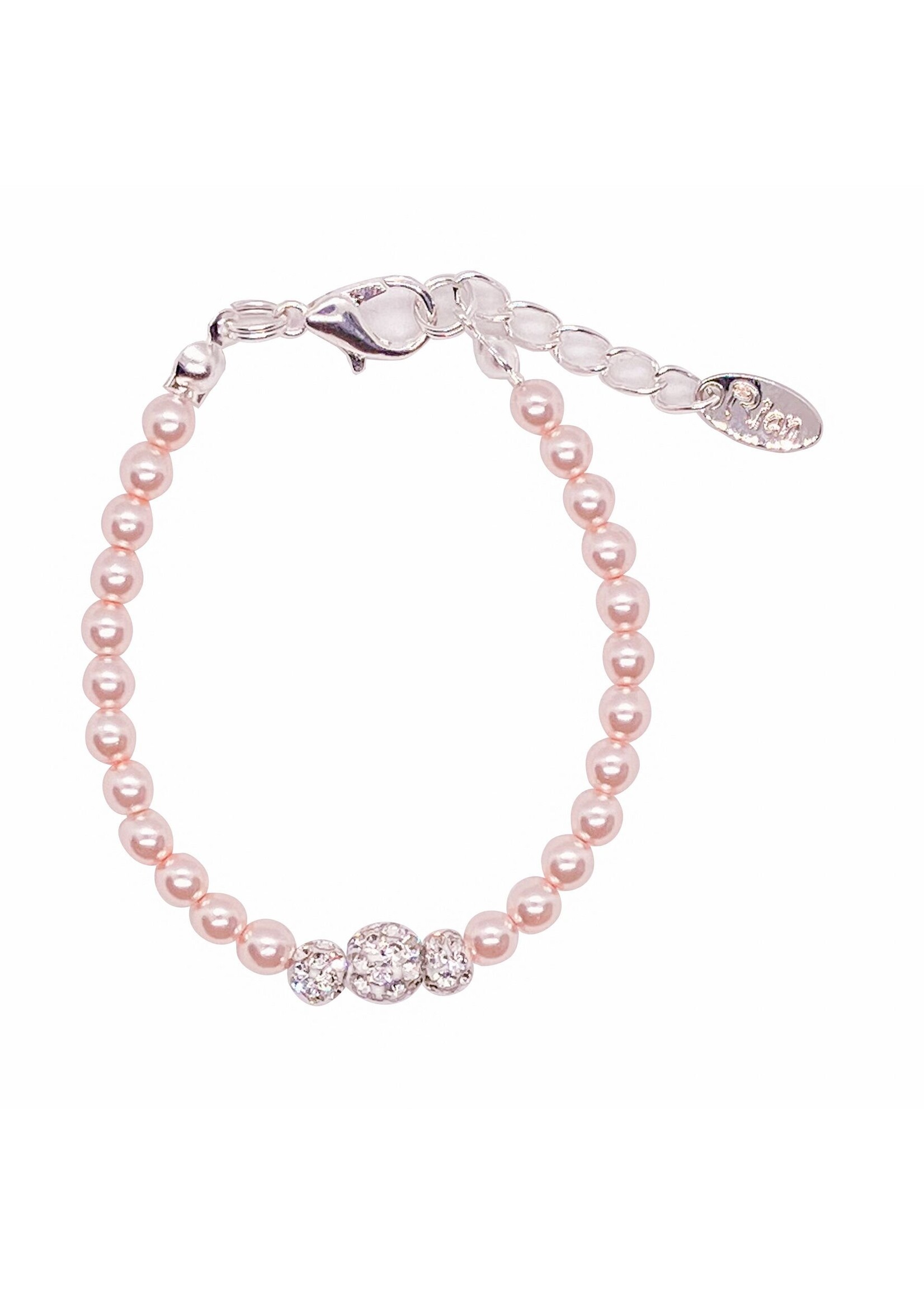 Rian Rian Parel armband  a229 ROZE met steentjes